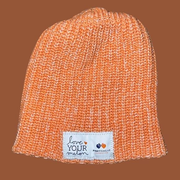 Love Your Melon Orange Knit Logo Winter Slouch Beanie “Pinky Swear Foundation - Picture 3 of 4